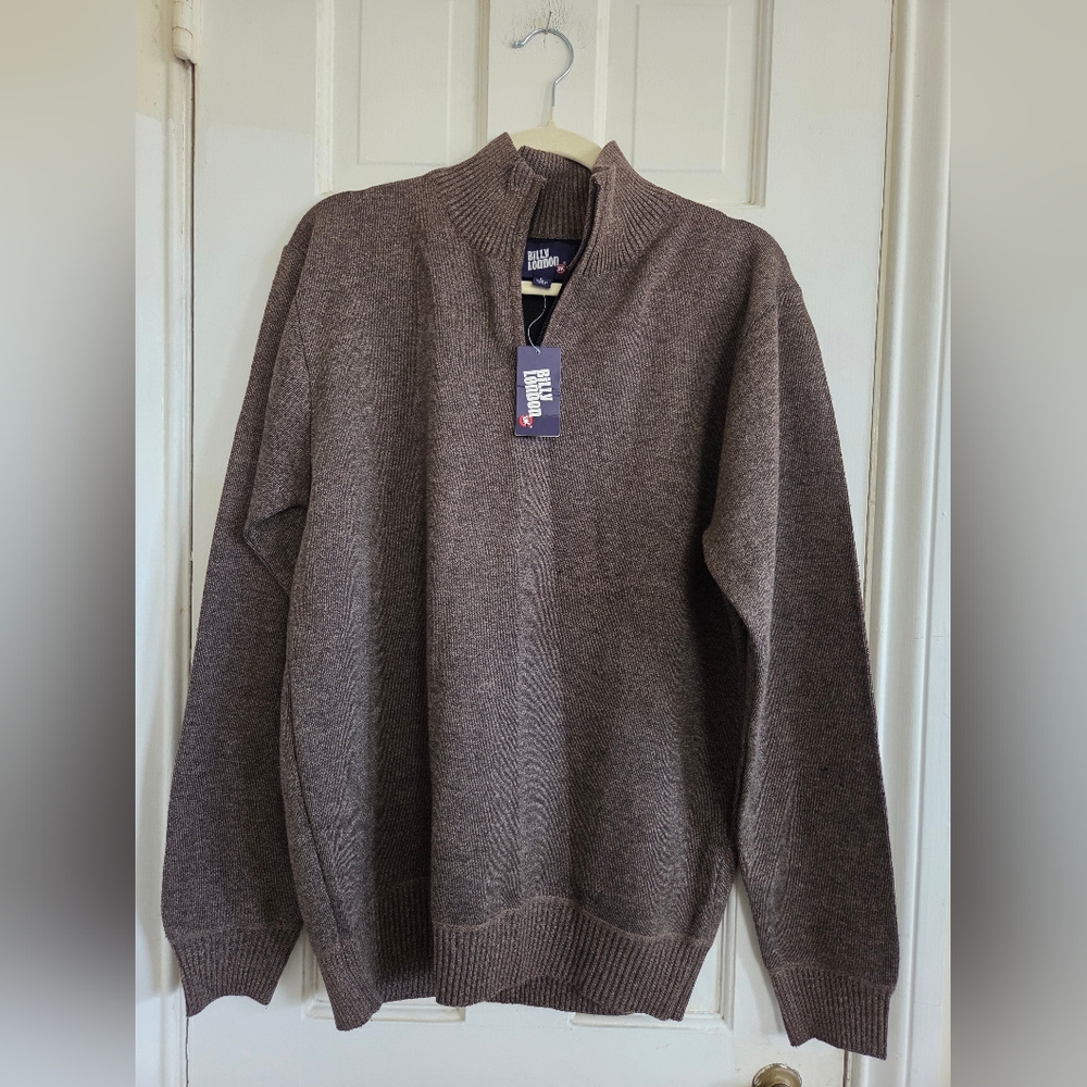 Billy London Men's Brown Zip-Up Sweater